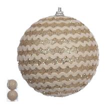 Bola natal decorada glitter pvc c/02 und champagne 10cm, Cor: Unica, Tamanho: Unico - D&a Decoração