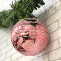 Bola Natal Decorada N 15 Glitter Rosa