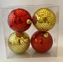 Bola Natal Decorada vermelha/dourada 8cm. Ref:1041G-R 4 unids. - Natal Brasil