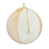 Bola Natal Decorativa com Veludo Champanhe Branco 12 cm Enfeite Árvore Bola Natal Decorativa com Veludo Champanhe Branco 12 cm Enfeite Árvore