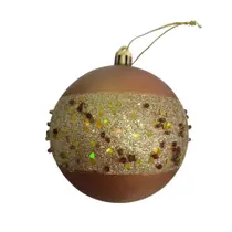 Bola Natal Fosca Ouro Velho c/ Faixa Dourada 8cm