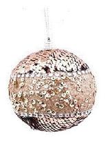 Bola Natal Paetês Glitter Luxo 8cm - 4 Unidades Champanhe