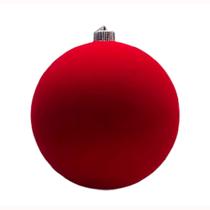 Bola Natalina Decorativa Vermelha Aveludada 20cm BD3379-I