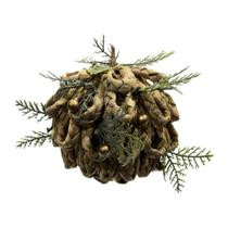 Bola Natalina Rústica Palha Verde 14 cm Decoração Árvore