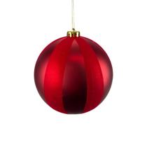 Bola Natalina Vermelha 12 cm Listras em Veludo Enfeite Luxo Bola Natalina Vermelha 12 cm Listras em Veludo Enfeite Luxo