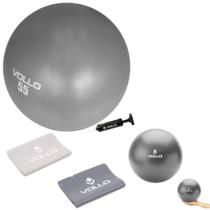 Bola Overball 25cm + 2 Faixas Elasticas + Bola 55cm para Pilates Vollo Sports