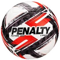 Bola Penalty de Futsal Lider XXVI Branco + Preto + Vermelho