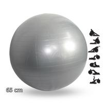 Bola Pilates Cinza Para Yoga E Alongamentos 65 Cm Ginástica Fisioterapia sem Bomba - DASSHAUS Fitness Esportes Pilates Bola Pilates Bola