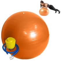 Bola Pilates Ginástica 75cm Laranja E Bomba De Ar Yoga Fitness Academia Alongamento Exercício 200kg