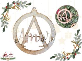 Bola Plana A de Amor em MDF de 10 cm Decoração Natalina - Enfeite de Pendurar em Árvore. Bola Plana A de Amor em MDF de 10 cm Decoração Natalina - Enfeite de Pendurar em Árvore.