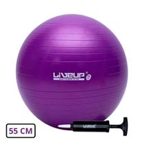 Bola Premium Suiça para Pilates 55cm Roxa com Bomba de Inflar - LiveUp - LiveUp Sports