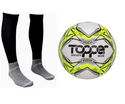 Bola Society Topper Slick Ii Am + Meião Esportivo Pt - Tam 38-42