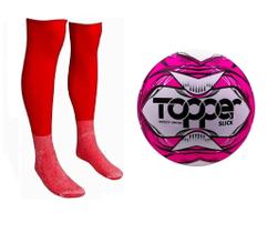 Bola Society Topper Slick II Rs + Meião Esportivo Vm - Tam 38-42 Bola Society Topper Slick II Rs + Meião Esportivo Vm - Tam 38-42