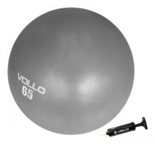 Bola Suiça Gym Ball 65cm Cinza Vollo Pilates Yoga C/ Bomba - Vollo Sports