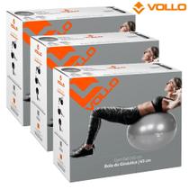 Bola Suíça para Pilates e Yoga Gym Ball com Bomba 65cm Vollo Sports - 3 Unidades.