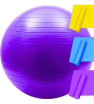 Bola Suiça Pilates Fisio 65cm + 3 Faixa Elástica Thera Band