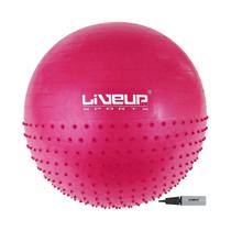 Bola Suiça U 65cm Metade Massagem Para Pilates Com Inflador Rosa Liveup