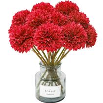 Bola vermelha de flores de crisântemo artificiais Tinsow 12 unidades