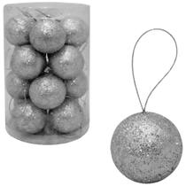 Bolas Brilhante Glitter Arvore de Natal Cores 16 Peças 4cm Ø