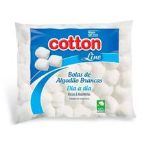 Bolas de Algodão Hidrófilo Brancas Cotton Line para Higiene e Remoção de Maquiagem