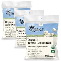 Bolas de algodão Sky Organics Organics Organic Jumbo 300 ct para pele sensível Bolas de algodão Sky Organics Organics Organic Jumbo 300 ct para pele sensível