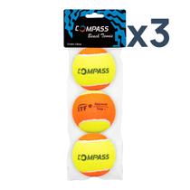 Bolas de Beach Tennis Compass Tennis - Kit com 3 Packs