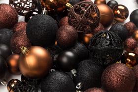Bolas de enfeite de Natal R N' D 100 marrom/pretas + ganchos Bolas de enfeite de Natal R N' D 100 marrom/pretas + ganchos