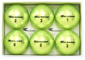 Bolas de golfe Chromax Metallic M5 coloridas em verde neon (pacote com 6)