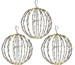Bolas de luz de Natal LED Elf Logic, pacote com 3 cm, branco quente Bolas de luz de Natal LED Elf Logic, pacote com 3 cm, branco quente