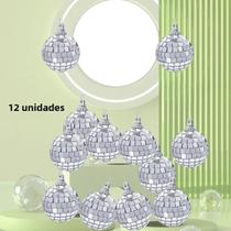 Bolas De Luz Disco Mini Espelhadas Prateadas 12 Peças Pingentes De Vidro Para Árvore De Natal 3cm Bolas De Luz Disco Mini Espelhadas Prateadas 12 Peças Pingentes De Vidro Para Árvore De Natal 3cm