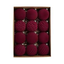 Bolas De Natal De Veludo Flocado 12pcs, Ornamentações Luxuosas Para Árvore Bolas De Natal De Veludo Flocado 12pcs, Ornamentações Luxuosas Para Árvore