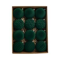 Bolas De Natal De Veludo Flocado 12pcs Ornamentos Luxuosos Para Decoração De Árvore