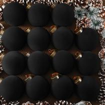 Bolas de Natal de veludo preto Liliful, 15 peças, 8 cm Bolas de Natal de veludo preto Liliful, 15 peças, 8 cm