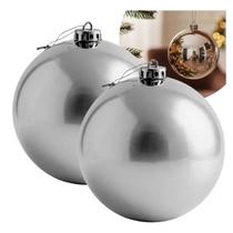 Bolas de Natal Decorada Grande 20cm Prata Brilhante Luxo 2un Bolas de Natal Decorada Grande 20cm Prata Brilhante Luxo 2un