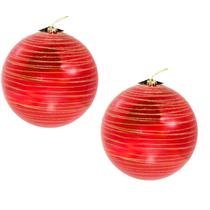 Bolas de Natal Decorada Grande 20cm Vermelha Gliter 2 unid