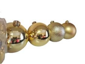 Bolas De Natal Dourada mista Fosca/Lisa/Glitter 8cm- Kit 6un - Lynx produções