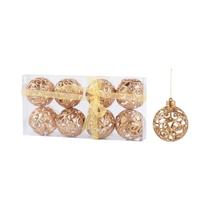 Bolas De Natal Douradas Com Pendente Em Forma De Estrela, Ornamentos Suspensos, 4/8 Peças,