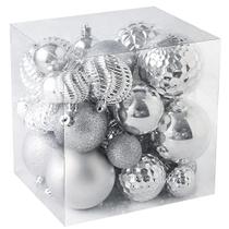 Bolas de Natal Enfeites -36pcs Shatterproof Decorações da árvore de Natal com laço suspenso para a árvore de Natal festa de Natal festa de Natal Home Decor, 6 estilos em 3 tamanhos (prata)