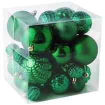 Bolas de Natal Enfeites -36pcs Shatterproof Decorações da árvore de Natal com laço suspenso para a árvore de Natal Wedding Holiday Party Home Decor, 6 estilos em 3 tamanhos (verde)
