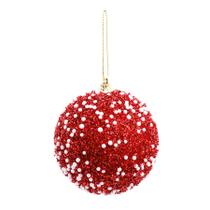 Bolas de Natal Glitter - Vermelho/Branco - 8cm - 6 unidades - Cromus - Rizzo