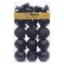 Bolas de Natal KI Store Black 34 unidades de 4 cm para árvore de Natal