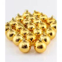 Bolas de Natal Kit 24 Pecas Enfeite para Arvore Brilhante Dourado Plastico 70mm Bolas de Natal Kit 24 Pecas Enfeite para Arvore Brilhante Dourado Plastico 70mm