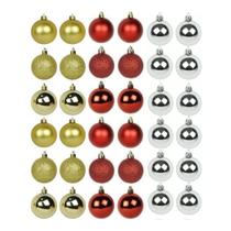 Bolas De Natal Mista 3cm 15 Unidades Vermelha Dourada Prata