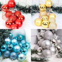 Bolas De Natal Mista 5cm 12 Unidades Vermelha Dourada Prata