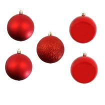 Bolas De Natal Mista Vermelho 8cm Com 5 Unidades