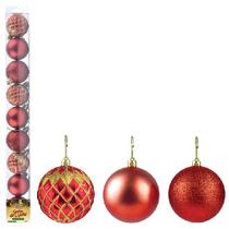 Bolas de Natal Mistas Diamante Vermelho Nº5 Com 9pçs -ART CHRISTMAS