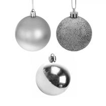 Bolas De Natal Prata 10Cm 3 Peças - Casambiente Natal252 Bolas De Natal Prata 10Cm 3 Peças - Casambiente Natal252