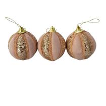 Bolas de natal veludo rose - renda - mini lantejoulas