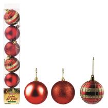 bolas de natal vermelha dourada 6cm bolas natalina 6 cm