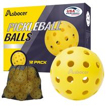 Bolas de Pickleball Asbocer - Pacote com 12 - 40 Furos - Com Bolsa de Malha Bolas de Pickleball Asbocer - Pacote com 12 - 40 Furos - Com Bolsa de Malha